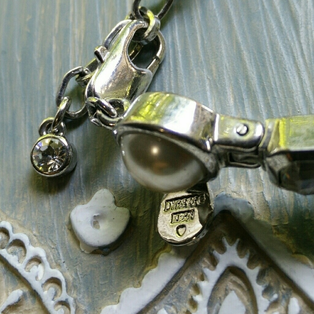 DYRBERG KERN Pearl Vtg Coin Rhinestone Bracelet
